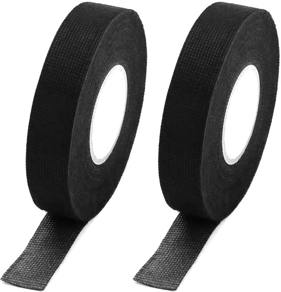 2 Rollen Hitzebeständiges Isolierband 19 Mm X 15 M Hitzebeständiges Gewebeband Für Kfz Kabelbäume (schwarz) Für Elektrische Anwendungen Und Isoli