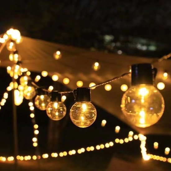 Solar Lichterkette 4,9 M Lange Lichterkette Mit Kugeln 20 Transparente Lichter Wasserdichte Solar Dekorationsbeleuchtung Für Garten, Terrasse, So