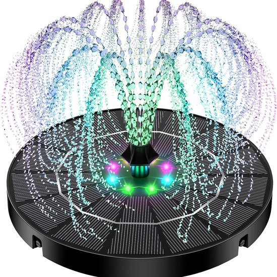 3,5 W Solarbrunnen 2200 Mah Akku Solarbrunnen Für Vogeltränke Bunte Beleuchtung Automatischer Zyklus Für Garten Und Terrasse