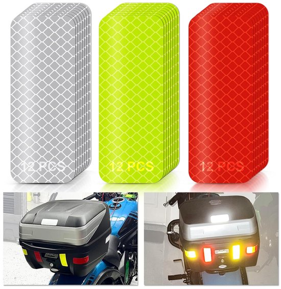 36 Reflektierende Aufkleber Hochsichtbare Sicherheitsfolie Für Auto, Fahrrad Und Helm Wasserdichte Reflektierende Streifen 3 X 8 Cm (36er Set)