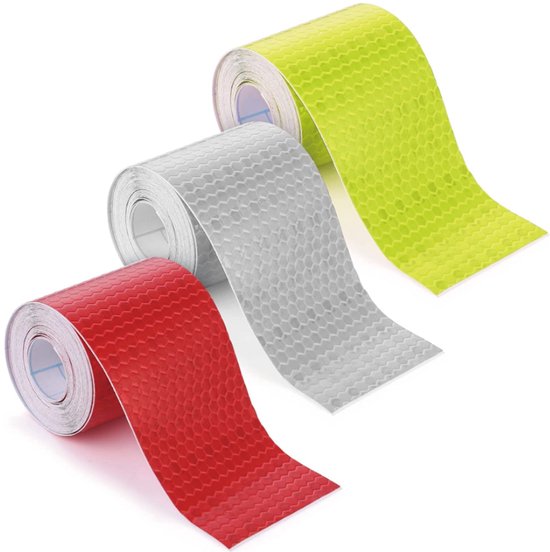 Reflektierendes Band 3 Stück, 3 Farben 3 M X 5 Cm Selbstklebender Reflektor Fahrradreflektor Reflektierendes Warnband Wasserdichtes Reflektierend