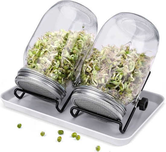 Keimtöpfe, Keimset Mit 2 Keimtöpfen Und Edelstahl Siebdeckeln, Standard Keimset, Keimtopf Set Für Keimsaaten, Brokkolibohnen
