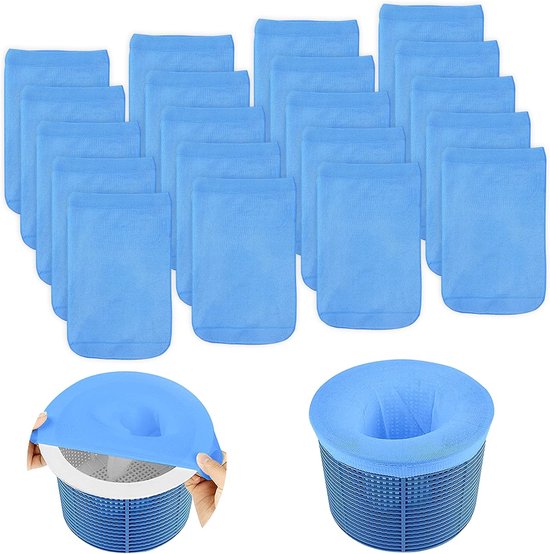 15 Stück Nylon Filterskimmer, Socken, Poolskimmer, Filter, Nylonskimmer, Wiederverwendbar, Poolfilter Blau