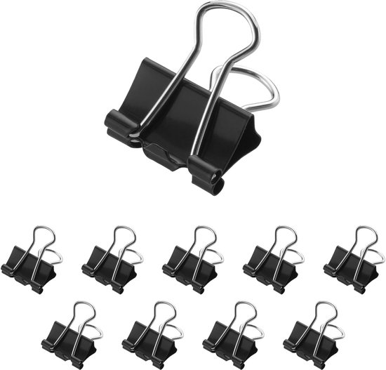 12er Pack Schwarze Bindeklammern Dokumenten Und Rechnungsordner Büroklammern Aus Metall Schulbedarf Prüfungsklammern 15 Mm