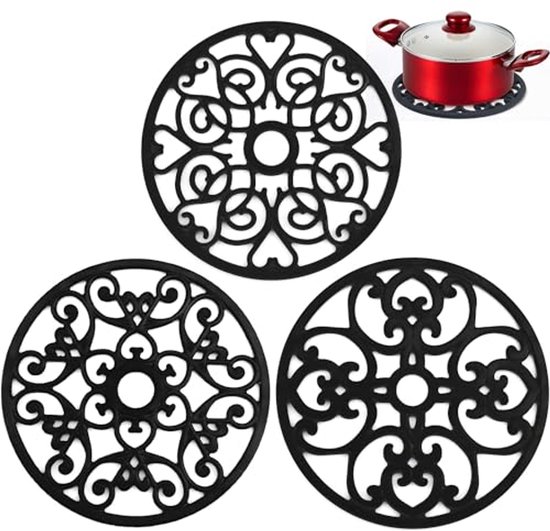 3er Set Topfuntersetzer/topflappen Vielseitiges, Rundes Silikon Untersetzer Set Blumenförmige Matten Für Pfannen, Flaschen, Esstische Und Küchenu