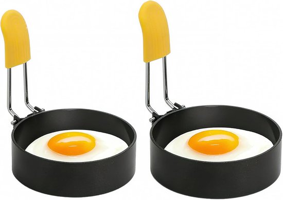 2 Teiliges Eierring Set Aus Edelstahl Mit Silikongriff Und Pinsel Antihaft Backringe Für Eier, Pfannkuchen Und Mcmuffins
