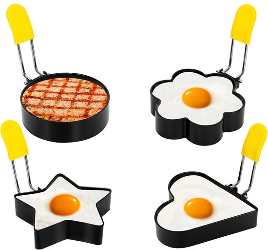Eierringe, Antihaftbeschichtete Eierringe Aus Edelstahl Zum Braten Von Eiern, Runde Eierform Mit Hitzebeständigem Silikongriff, Eierform Für Früh