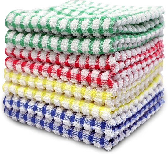 Geschirrtücher 8 Stück 30 X 30 Cm Küchenhandtücher Kariert Fensterputztücher Reinigungstücher Wiederverwendbar Haushaltsgeschirrtücher Öko Küchen
