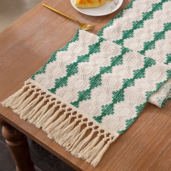 Tischläufer Im Bohème Stil Mit Quasten 35 X 220 Cm Rustikaler Landhausstil Für Esstisch, Beistelltisch Oder Schminktisch.