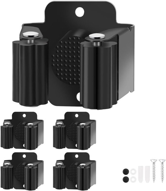 Wandmontierter Besenhalter, 4 Teiliges Set Wandmontierter Besenhaken, Robuster Edelstahl Mopphalter, Wandmontierter Besen Und Mopphaken Mit Schra