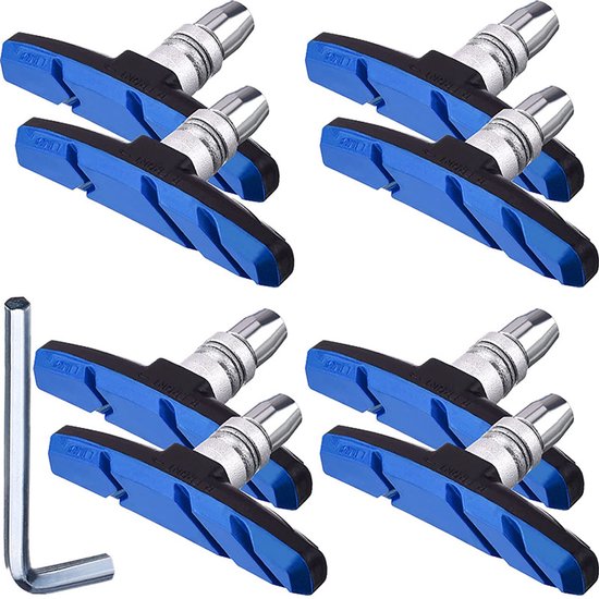 4 Paar V Brake Bremsbeläge Aus Gummi, Leise, Für Mountainbikes Und Citybikes, Inklusive Schlüssel, Blau