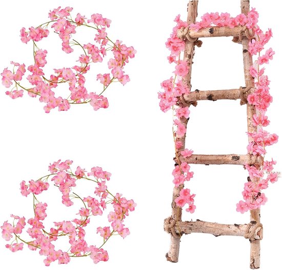 2 Stück 1,8 Meter 135 Blütenköpfe Künstliche Kirschblütengirlanden Kunstblumen Kunstpflanzen Hängende Künstliche Seidenblumen Für Zuhause, Garten