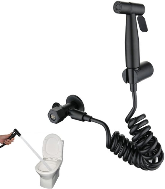 Bidet Handbrause Set Edelstahl Bidet Set Bidet Sprühkopf Inklusive 2 M Schlauch, T Stück Und Wandhalterung Handbrause Schwarz