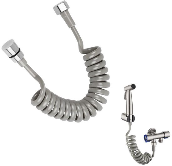Duschschlauch Mit Spirale Teleskop Duschschlauch Spiralschlauch Mit Verbindungsstück Langer Schlauch 2 M Für Brausen, Toiletten, Bidets, Waschbec