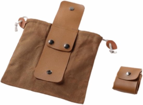 Faltbare Kleine Tasche Aus Gewachstem Canvas Und Pu Leder Aufbewahrungsbeutel Mit Kordelzug Und Schnalle Werkzeugtasche (kaffeebraun)