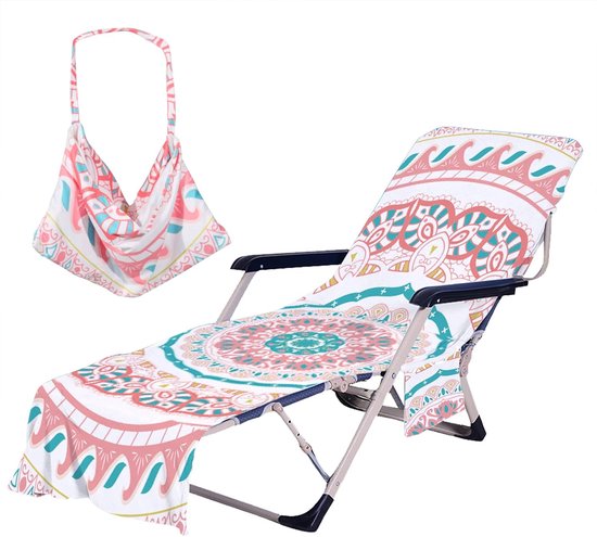Strandstuhl Überzug Bohemia Mit Seitentaschen, Dick Und Schnelltrocknend, Handtuchhülle Für Sonnenliegen, Pool, Garten, Strand, Hotel, Rutschfest