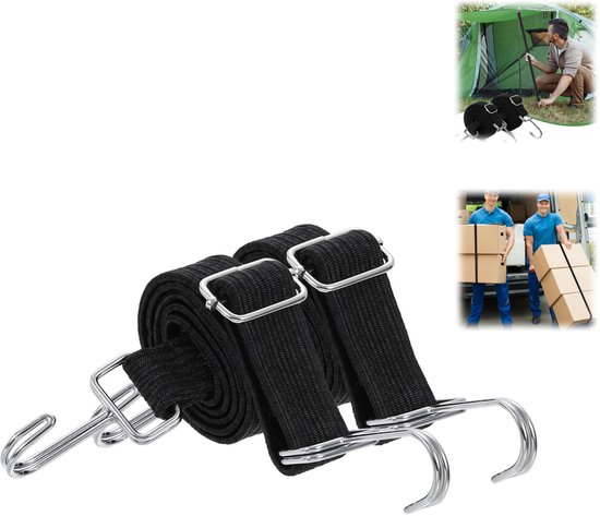 2 Stück Elastisches Seil Verstellbares Seil Mit Haken Gepäckseil Frachtseil Flach Extra Stark Mit Metallschnalle Zum Tragen Schwerer Gegenstände