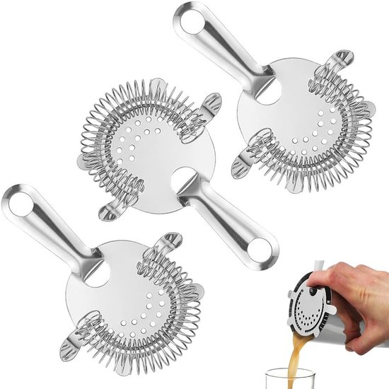 3 Teiliges Hawthorne Siebset Aus Edelstahl Cocktailsiebset Barzubehör Für Shaker Und Rührgläser