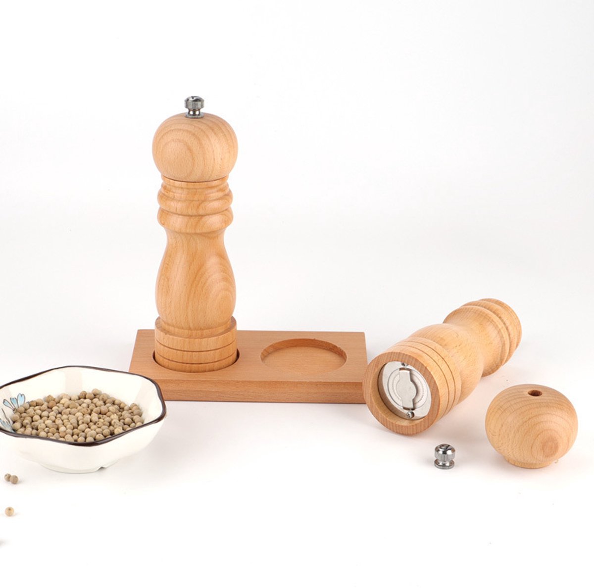 Pfeffermühle 20 Cm Klassische Intarsienarbeit Holz Natur
