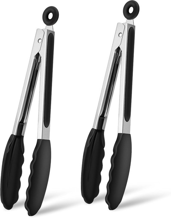 Küchenzange Aus Silikon, 2 Teilig, Kochzange Aus Edelstahl Mit Rutschfestem Griff, Grillzange, Küchenzange, Multifunktionale Fleischzange, Hitzeb