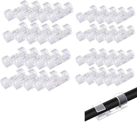 Kabelclips 40 Stück Groß + Klein Selbstklebend Kabelhalter Kabelmanagement Kabelorganisator Transparente, Selbstklebende Kabelclips Kabelhalter S