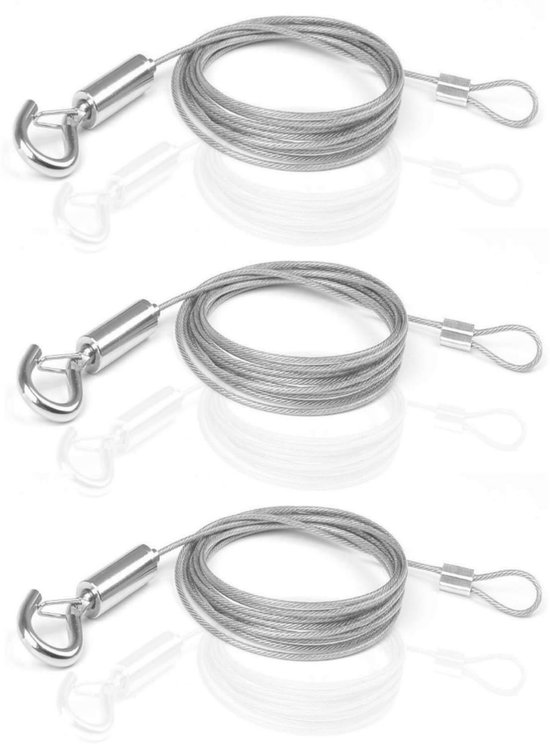 Stahlseil 3 Teilig Edelstahl Einzelhaken 2 M X 1,5 Mm Langlebig Für Den Innen Und Außenbereich Flexibel Und Robust Für Zeltleinen, Wäscheleinen U