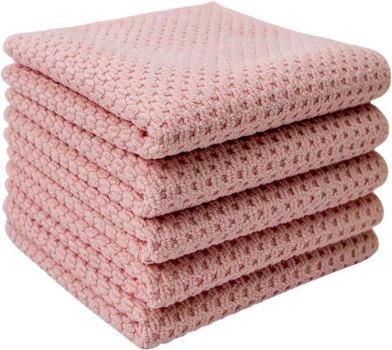 5 Mikrofasertücher Wiederverwendbar Saugfähig 30 X 30 Cm Fusselfrei Für Auto, Küche Und Haushalt Rosa