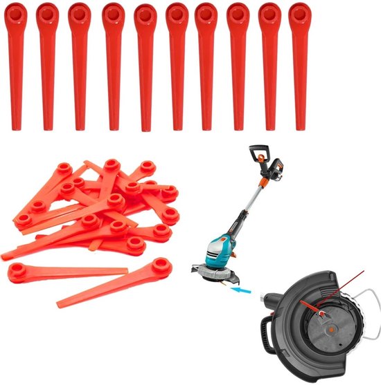 Set Mit 100 Kunststoff Rasenmähermessern Kunststoff Rasenmähermesser Rote Ersatzmesser Kunststoffmesser Für Rasentrimmer Für Garten Und Rasenmähe