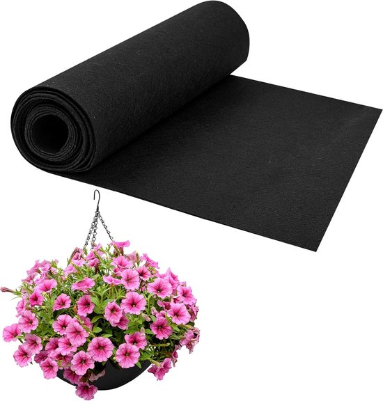 Filzrolle Für Blumentöpfe 12 X 80 Zoll Schwarz Leicht Zuschneidbar Für Garten, Blumentöpfe, Fensterbänke Und Haustierbetten