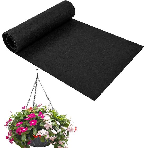 Filzrolle Für Blumentöpfe 12 X 120 Zoll Schwarz Leicht Zuschneidbar Für Garten, Blumentöpfe, Fensterbänke Und Haustierbetten