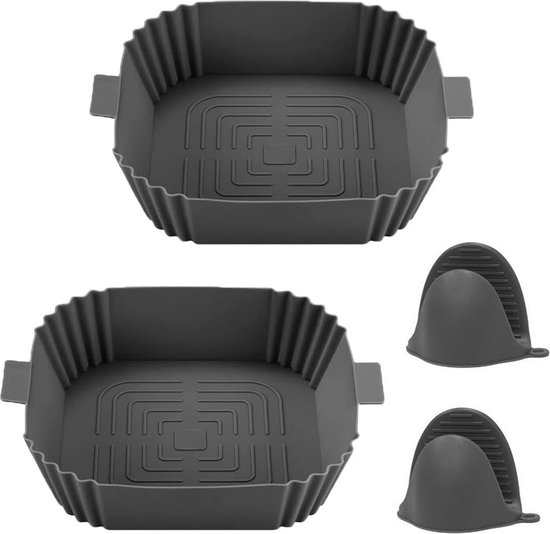 Silikon Airfryer Behälter 2 Stück Quadratisch 20 Cm Airfryer Zubehör Bpa Frei Alternative Zu Backpapier Backform Mit Korb Inklusive Topflappen Ai
