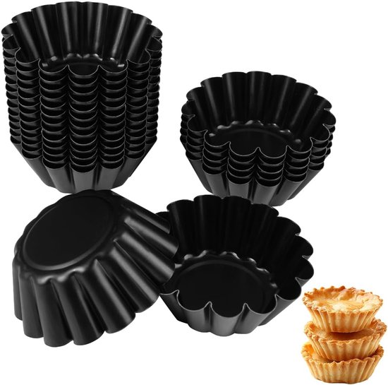 Set Mit 20 Mini Kuchenformen (6,5 Cm) Aus Schwarzem Kohlenstoffstahl Mit Antihaftbeschichtung Mini Kuchenformen Muffinformen Kleine Kuchenformen