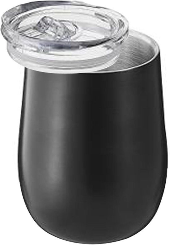 Edelstahl Trinkbecher, 360 Ml Edelstahlbecher, Wiederverwendbarer Wasserbecher, Edelstahlbecher Für Zuhause/büro, Mit Deckel (schwarz, 1 Stück)