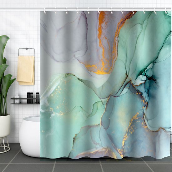 Duschvorhang Schimmelresistenter Duschvorhang Bunter Marmor Duschvorhang Waschbares Polyester Wasserdicht Für Bad Und Badewanne 180 X 200 Cm Gemü