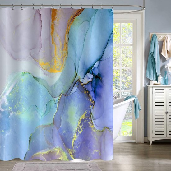 Duschvorhang Schimmelresistenter Duschvorhang Bunter Marmor Duschvorhang Waschbares Polyester Wasserdicht Für Badezimmer Und Badewanne 180 X 200