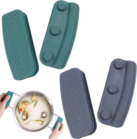 Silikon Topflappen, Schützt Pfannen Und Töpfe, Griffschutz, 4er Set Rutschfeste Und Hitzebeständige Silikon Griffschoner, Küchenzubehör, 2 Blaue