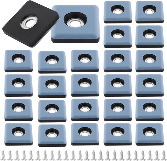 Gleiter Für Schwere Möbel Quadratische Möbelgleiter Zum Anschrauben Edelstahlschrauben Stuhlbeine Teflon 30x30 Mm Für Möbel 24 Stück.