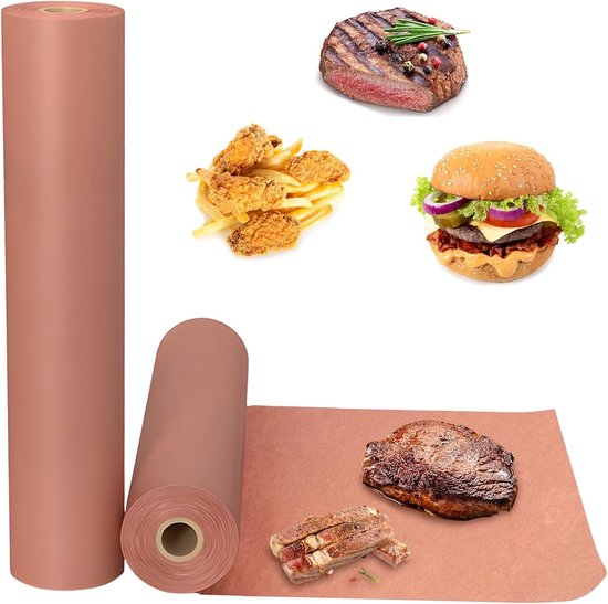 Metzgerpapier Rosa, 2 Rollen Bbq Kraftpapierrolle Lebensmittelechtes Kraftpapier Für Grill, Smoker Und Fleisch Zum Kochen Saftig (30 Cm X 10 M Ro
