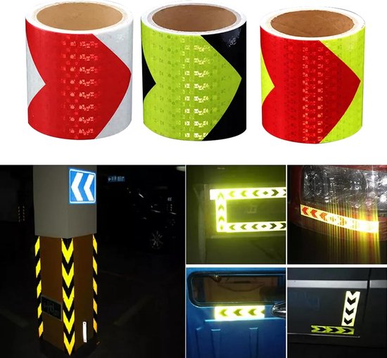 Reflektierendes Klebeband 5 Cm X 3 Meter Schwarz Gelb, Rot Gelb, Rot Weiß 3 Rollen