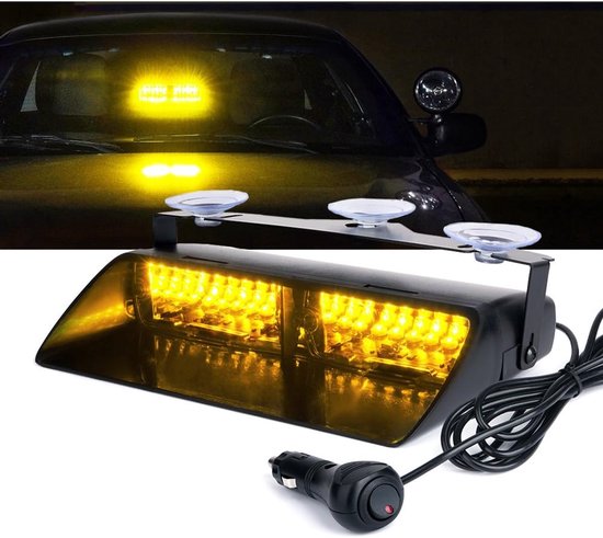 Universelle Orangefarbene Auto Blinkleuchte Stroboskop Fensterblinker Blitzlicht Baustellenblinker Saugnäpfe 12 Volt Zigarettenanzünderanschluss