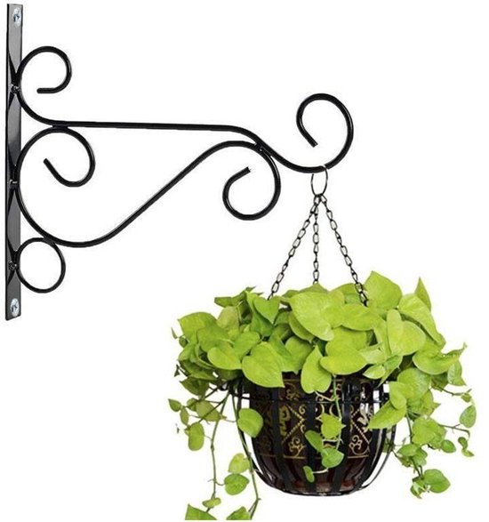 Hängekorbhalterungen Für Die Außenwand, Blumentopfhalterung, Haken Aus Schmiedeeisen, Pflanzenständer, Balkon Und Heimdekoration (farbe: Schwarz)