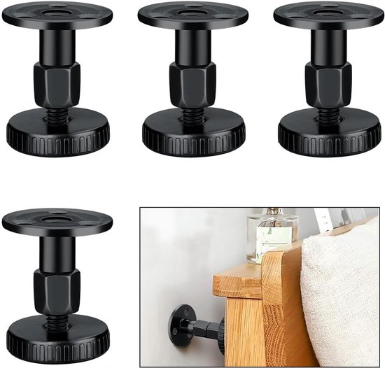 4 Teiliges Set Höhenverstellbarer Möbelfüße Mit Kopfstützenstabilisator Und Wacklerschutz Verstellbereich 47 64 Mm Inklusive Schrauben 4 X 3,6 X