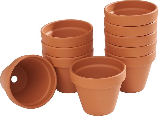 Blumentopf Mit Untersetzer, 10 Paar Hochwertige, Robuste Tontöpfe Mit Abflussloch, Pflanztopf, Pflanzgefäß, Töpfe, Tontopf, Sukkulenten, Anzuchtt