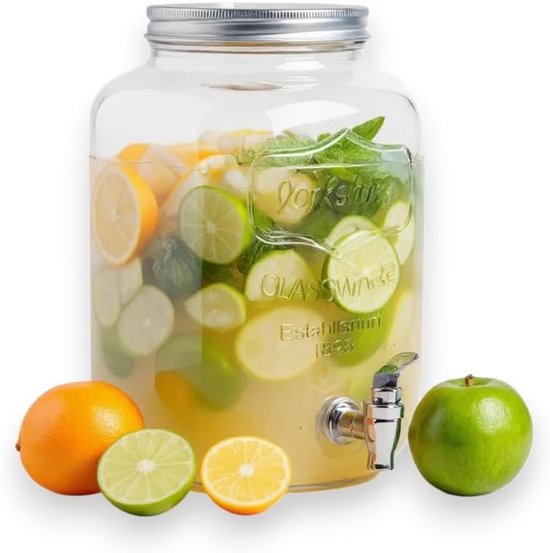 4 Liter Wasserspender Mit Zapfhahn Wasser Und Cocktailbrunnen Bowle Glaskrug Für Limonade Krüge Für Besonders Festliche Partys Und Geburtstage