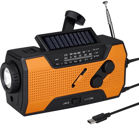 Batteriebetriebenes Notradio (inkl. 2000-mah-powerbank) – Tragbares Radio – Kurbelradio – Solarbetriebenes Kurbel-notradio
