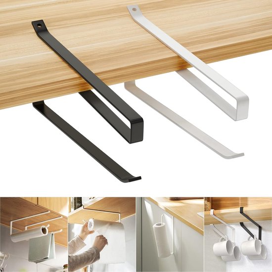 Küchenrollenhalter Set (2er Set) Platzsparend & Robust Selbstklebende Wandmontage Unterbaumontage Küchen & Bad Organizer Papierrollenhalter, Hand