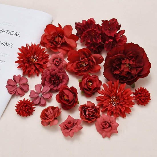 Ein Set Aus Künstlichen Blumen, Bestehend Aus Künstlichen Blütenköpfen Zur Dekoration, Realistischen Blumen Zur Tortendekoration, Orangefarbenen
