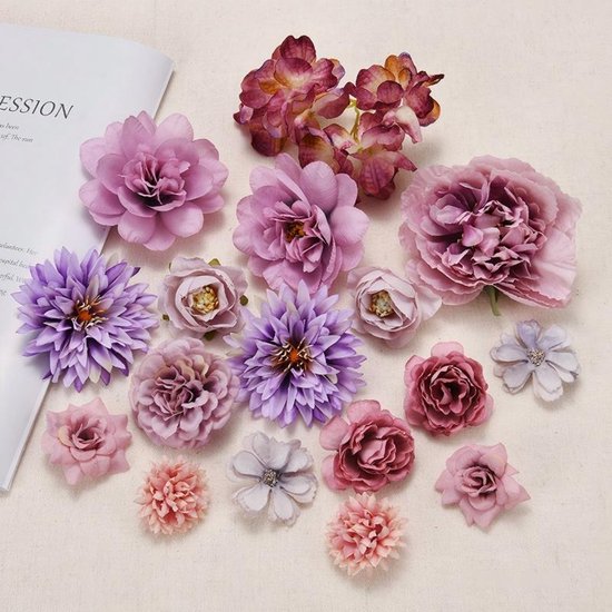 Ein Set Aus Künstlichen Blumen, Darunter Künstliche Blütenköpfe Zur Dekoration, Realistische Blumen Zur Tortendekoration, Orangefarbene Seidenblü