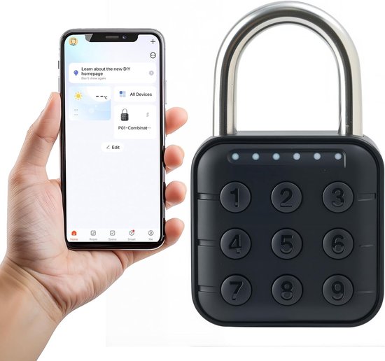 Zahlenschloss, Codiertes Vorhängeschloss, Kompatibel Mit Der Tuya App, Elektronisches Türschloss Für Fitnessstudio, Schulspind, Reisen, Wasserdic