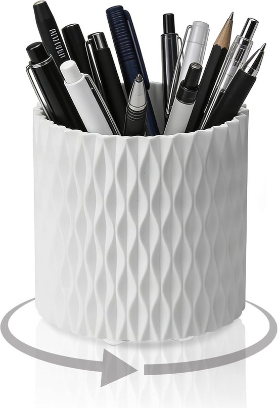 Stiftehalter, Schreibtisch Organizer Mit 360° Drehfunktion, Stiftehalter Mit 5 Fächern, Weiß Für Büro, Schule Und Zuhause
